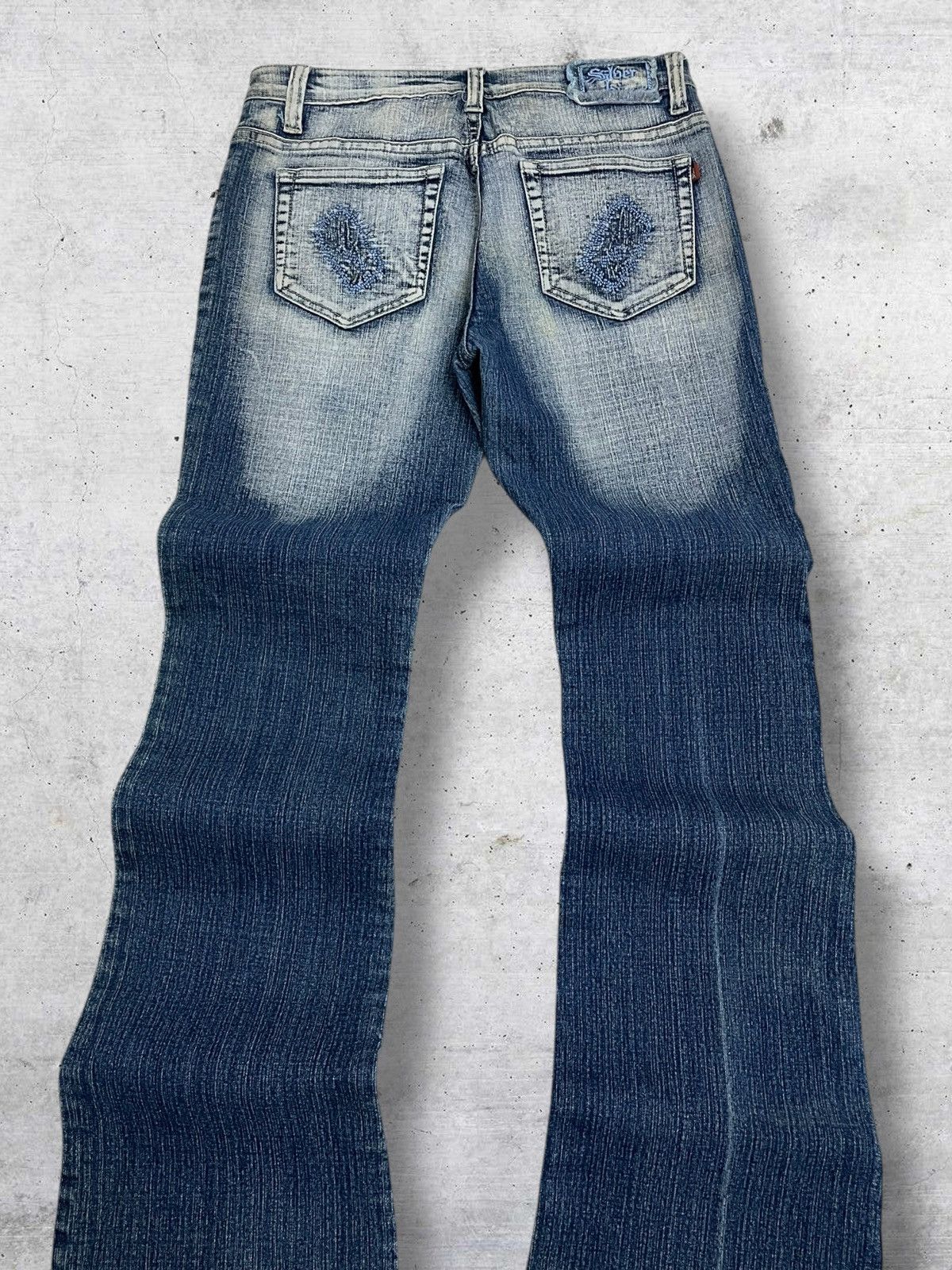 Tornado Mart SILVER KISS JAPAN DESIGNER FLARED DISTRESSED MUDWASH JEANS Size US 28 / EU 44 - 11 Thumbnail