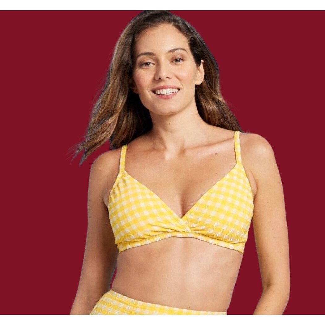 Other Kona Sol - Women's Textured Gingham Triangle Bikini Top - Ye Size ONE SIZE - 1 Thumbnail
