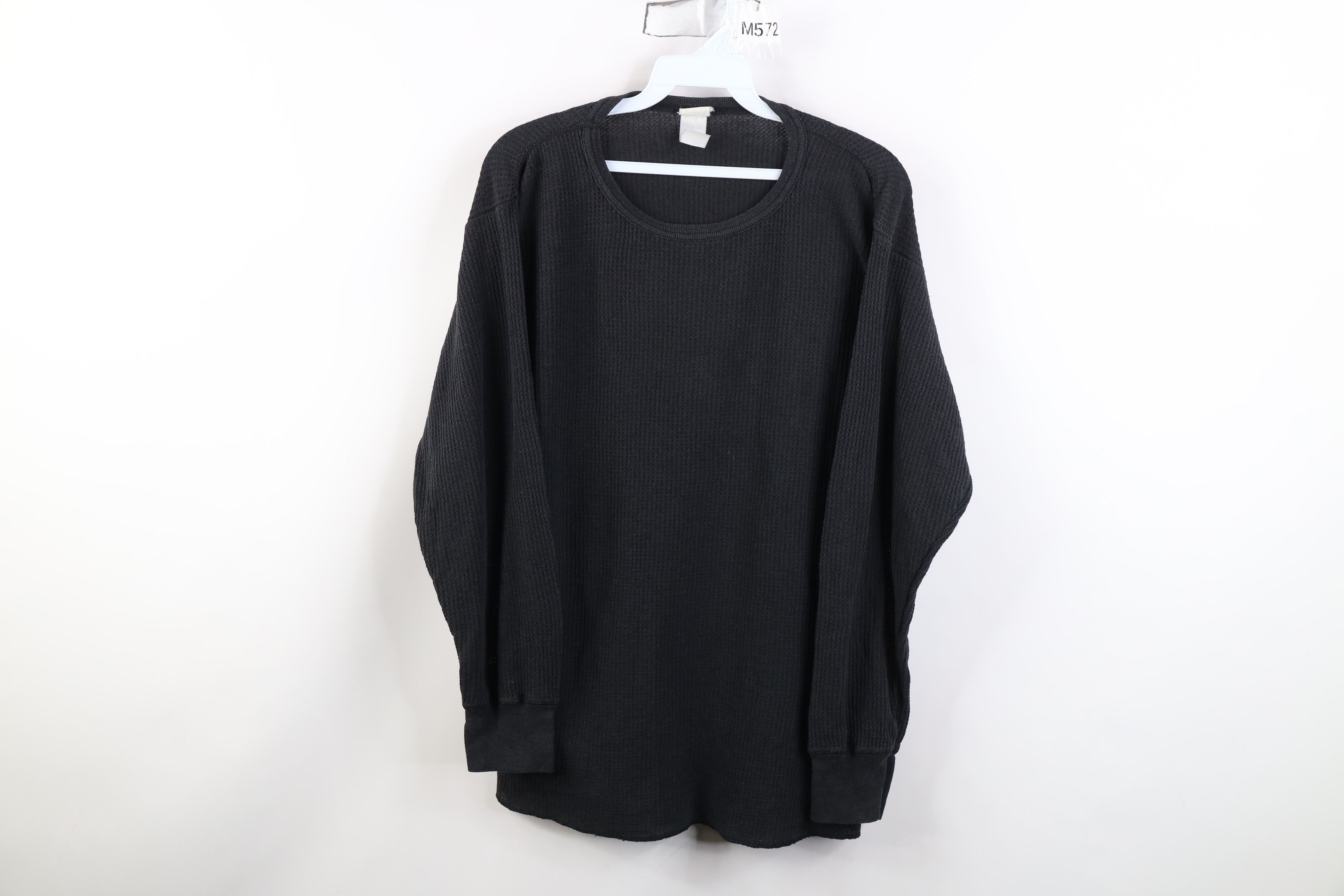 Vintage Vintage 90s Streetwear Thermal Waffle Knit T-Shirt Black Size US XL / EU 56 / 4 - 1 Thumbnail