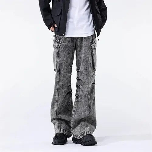 image of Multi Pocket Vintage Baggy Cargo Jean in Grey, Men's (Size 34)