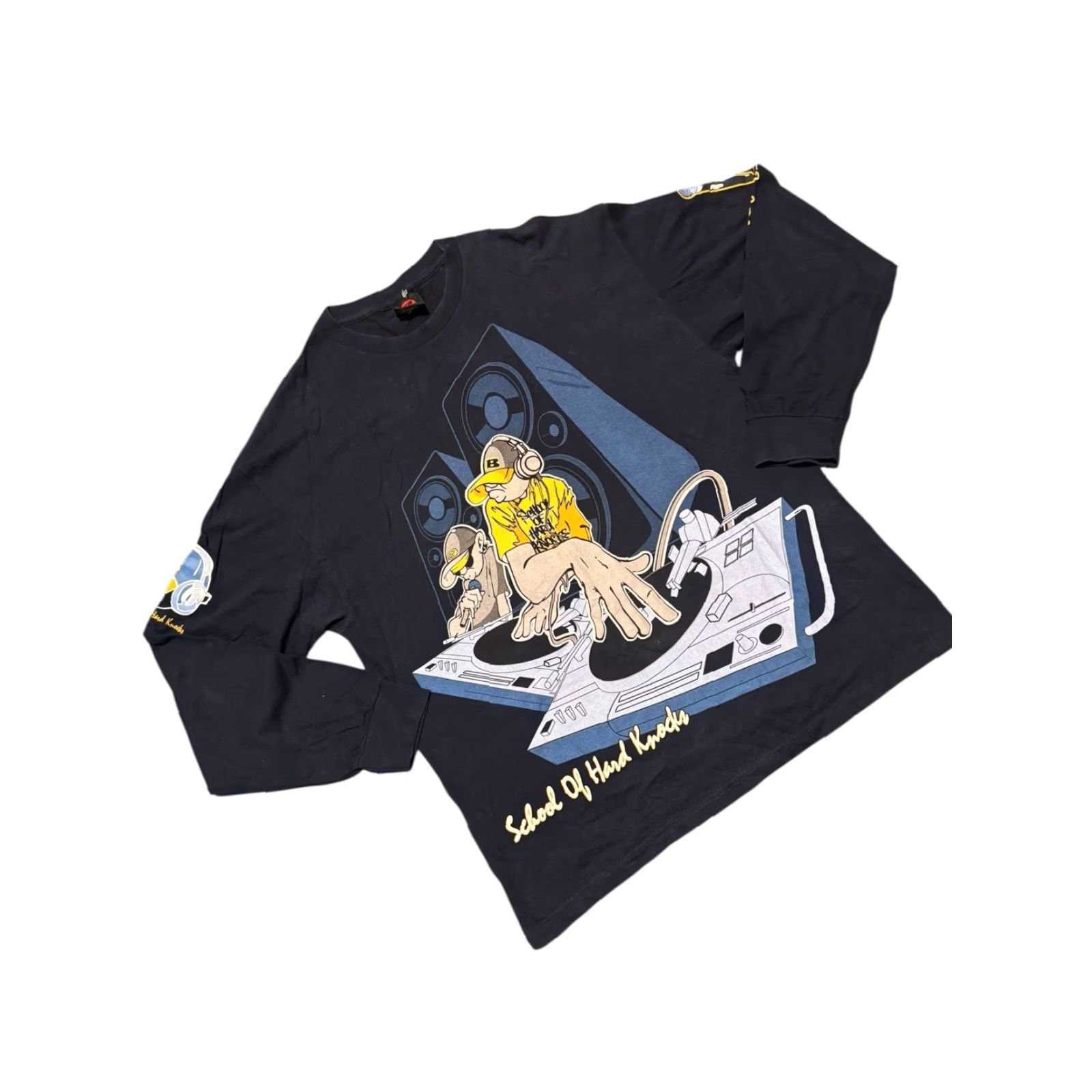 Vintage VINTAGE 90s School of Hard Knocks DJ AOP Blue Long Sleeve T-Shirt XL Men Shirt Size US XL / EU 56 / 4 - 2 Thumbnail