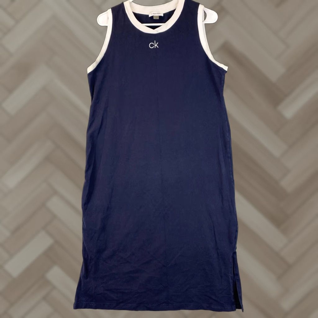Calvin Klein CALVIN KLEIN Navy Blue T-Shirt Dress Women's Size Large Sleeveless Knee Length Size L / US 10 / IT 46 - 1 Thumbnail