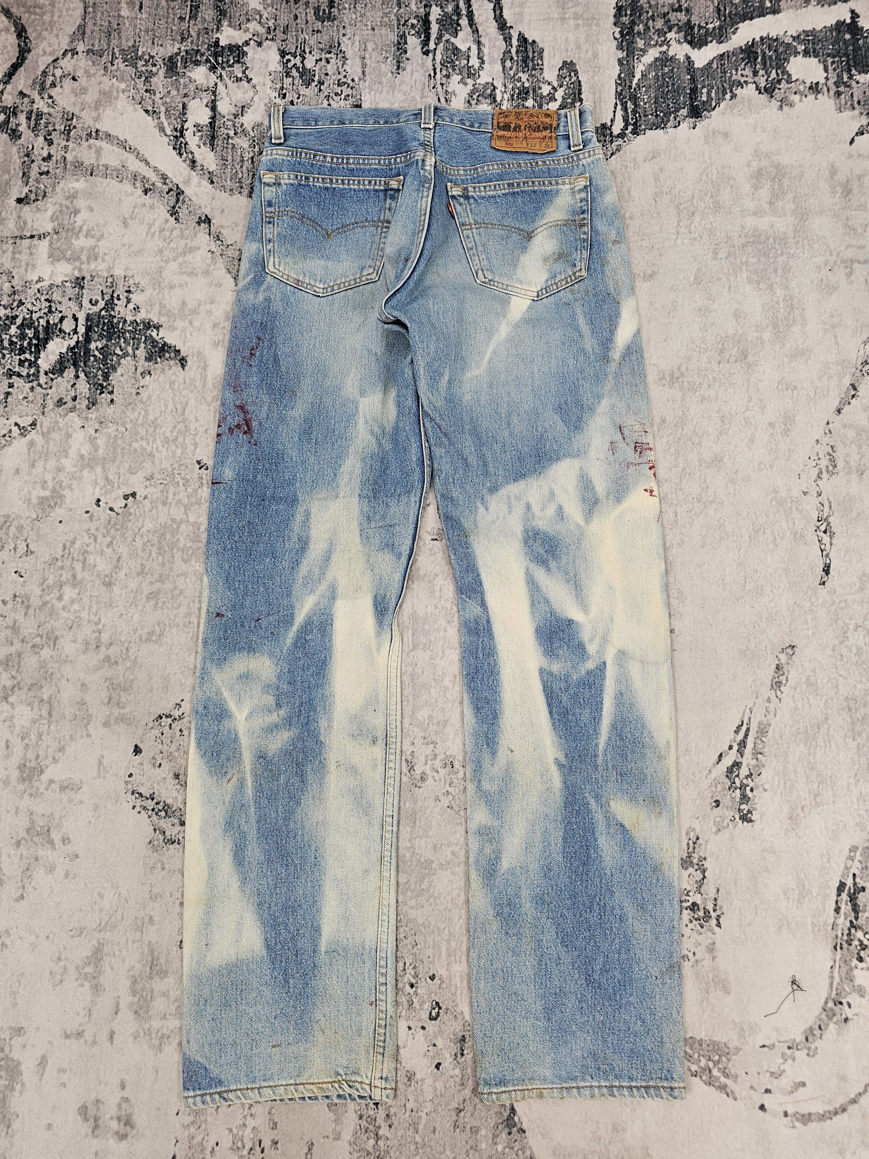 Levi's Vintage Clothing Vtg 90's LEVIS 501 Bleached Blue Jeans Made In USA L0566 Size US 31 - 2 Thumbnail