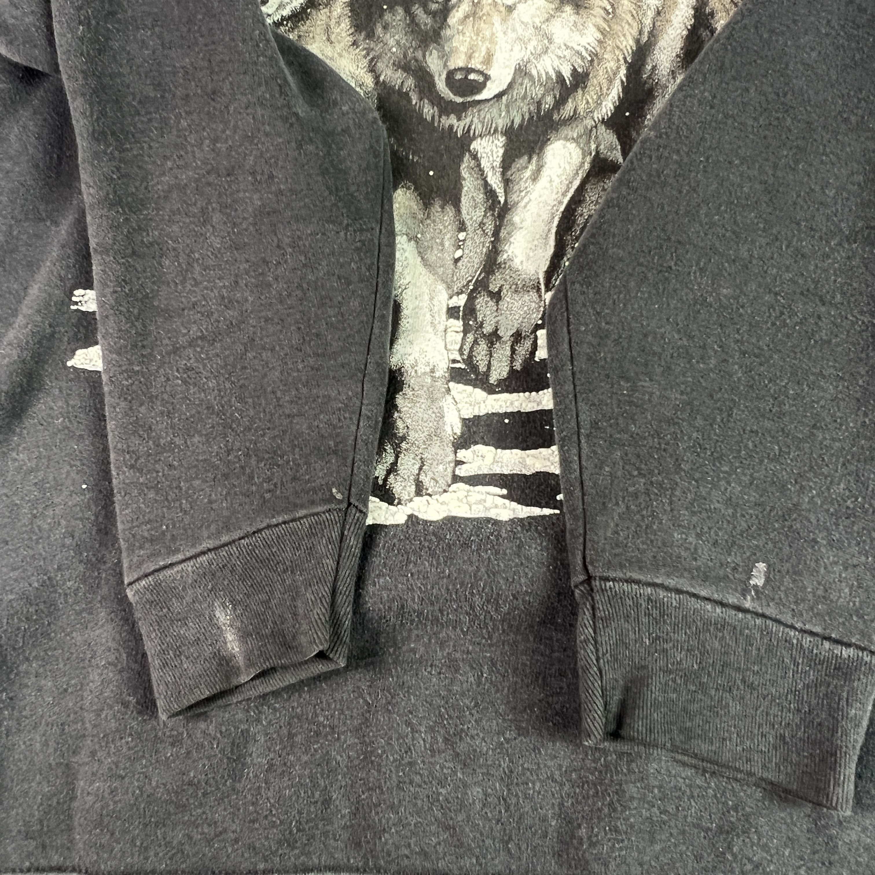 Other VTG 90s Nature Wolf Wolves Sweatshirt Black Faded Crewneck Size US L / EU 52-54 / 3 - 3 Thumbnail