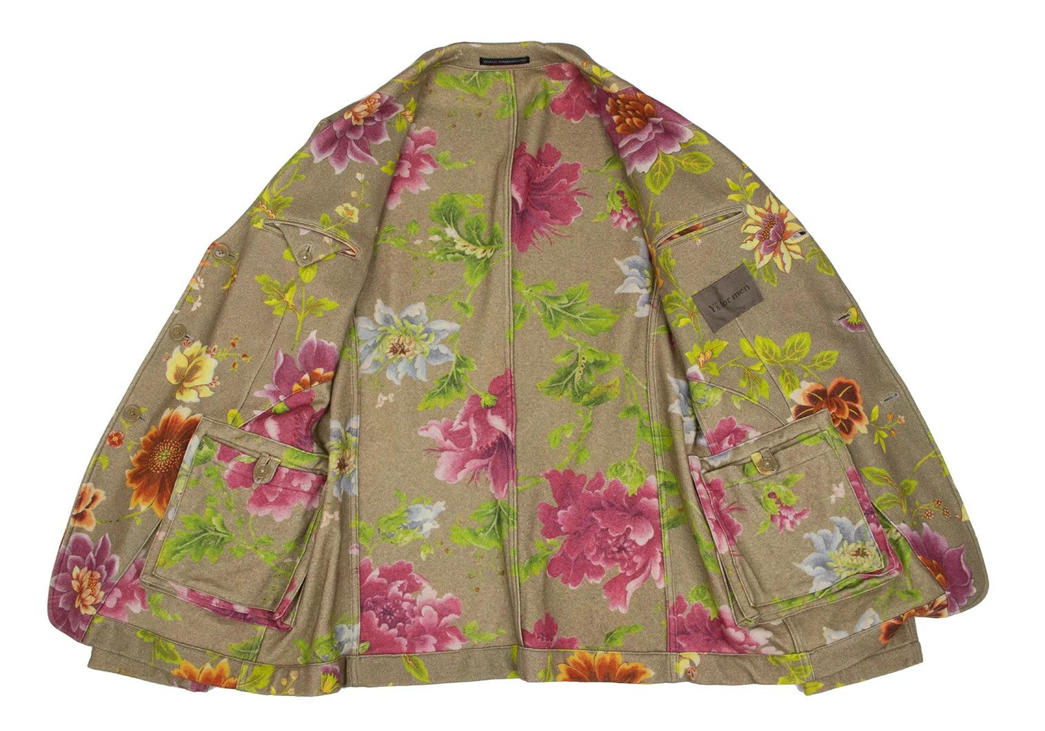 Jean Paul Gaultier Wool Floral Print Reversible Jacket in Khaki Multi Size US M / EU 48-50 / 2 - 11 Thumbnail