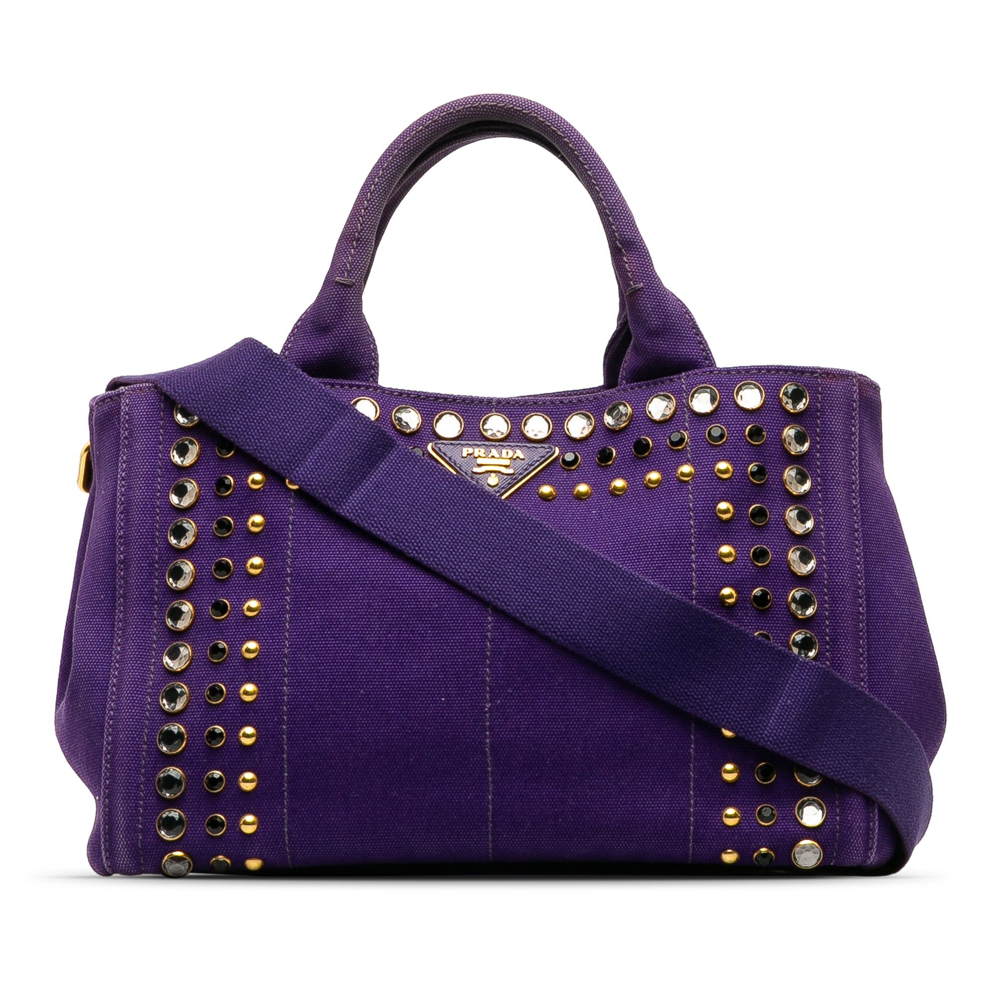 image of Prada Canapa Bijoux Satchel in Purple, Women's
