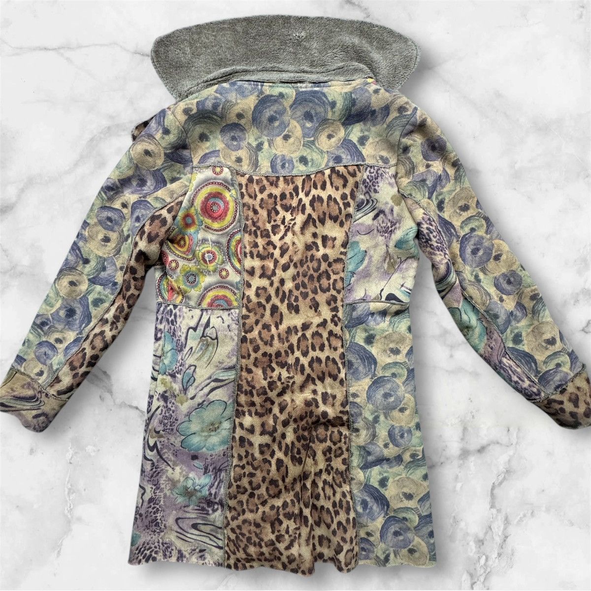 Vintage Vintage Faux Suede Coat With Leopard Art Size 10 Boho Hippe Size L / US 10 / IT 46 - 6 Thumbnail