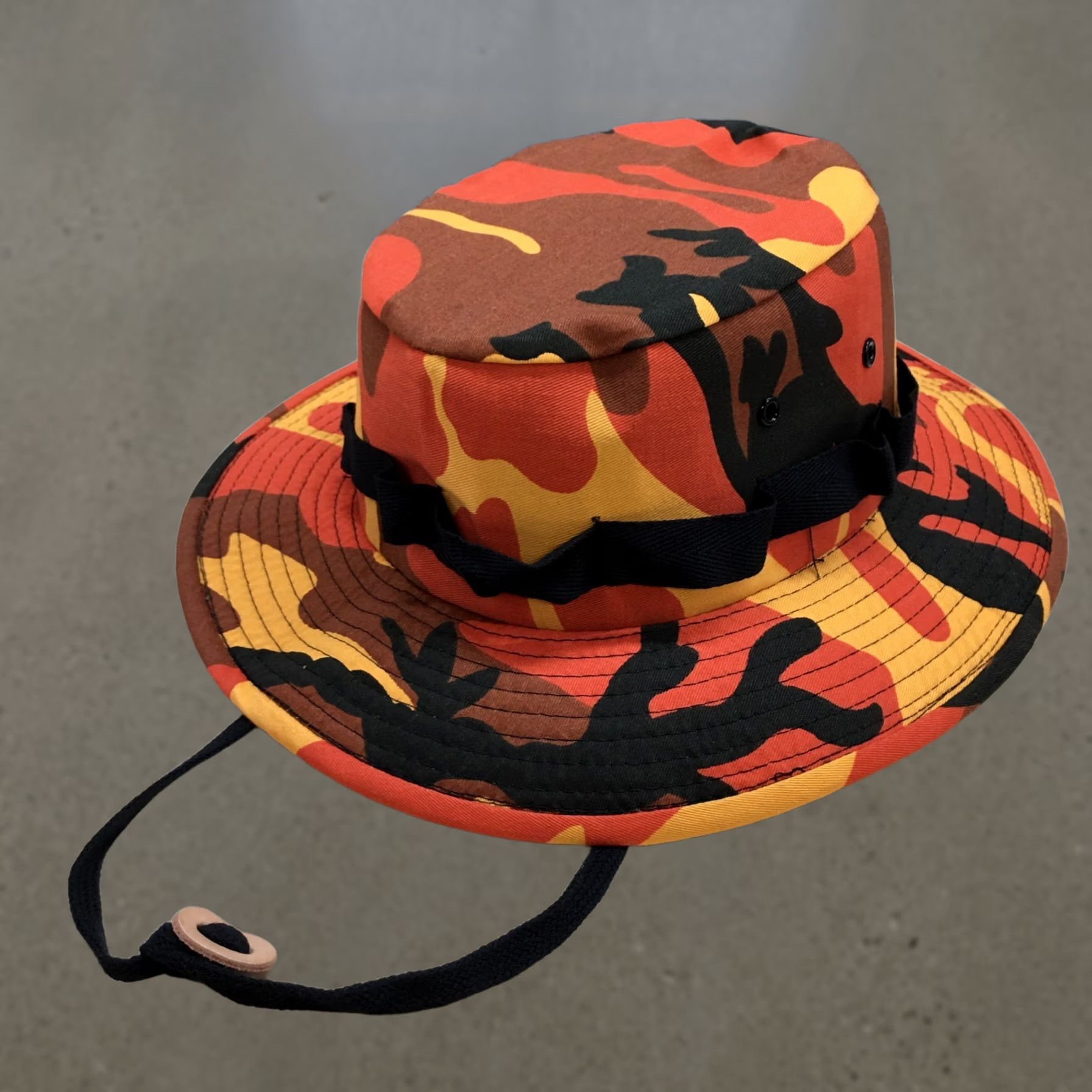 Rothco Rothco Bucket Hat Unisex Black Orange Camo Small Fitted Round Brim Cotton Blend Size ONE SIZE - 1 Thumbnail
