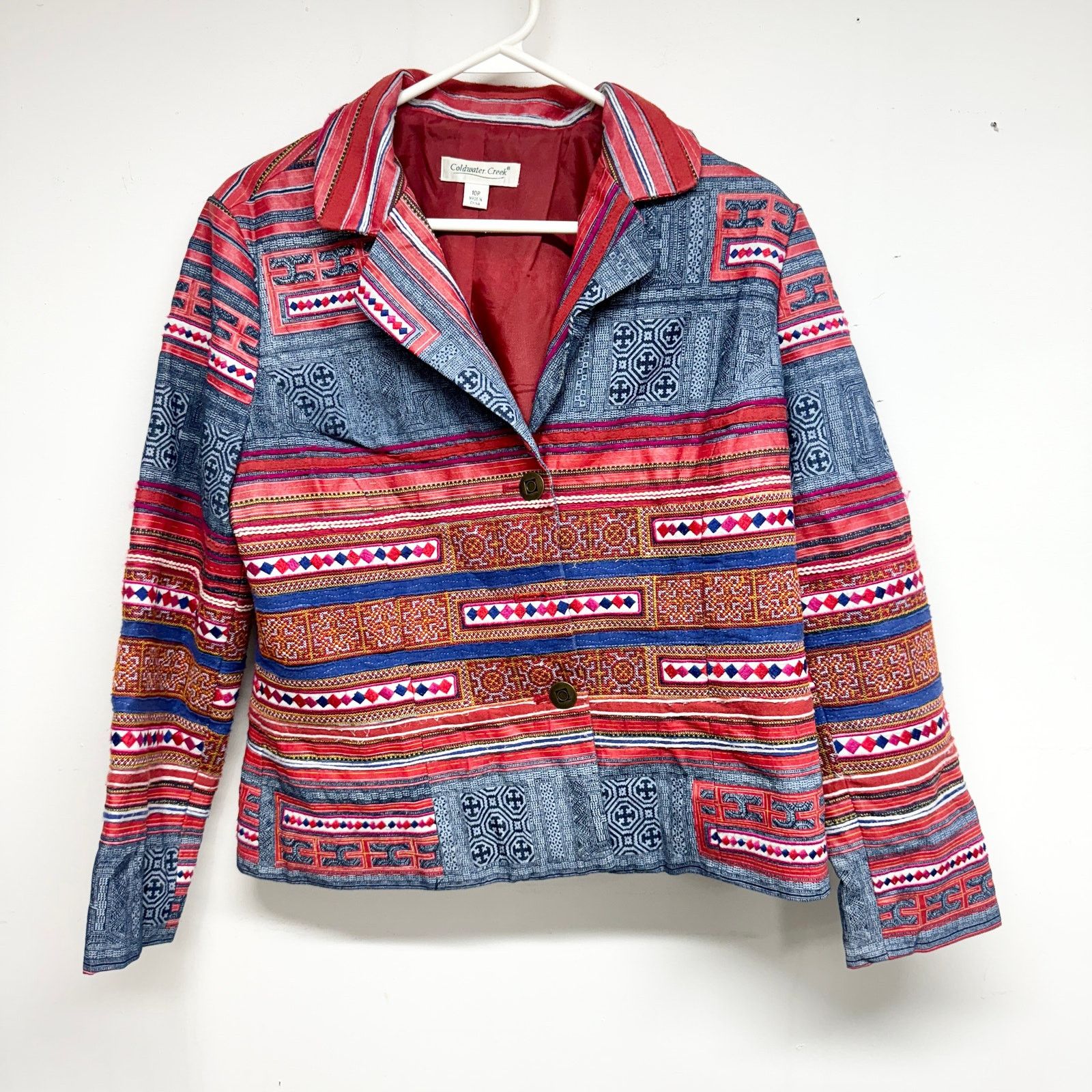 Coldwater Creek Coldwater Creek Blazer Jacket Boho Denim Artsy Multi 10P Size L / US 10 / IT 46 - 1 Thumbnail
