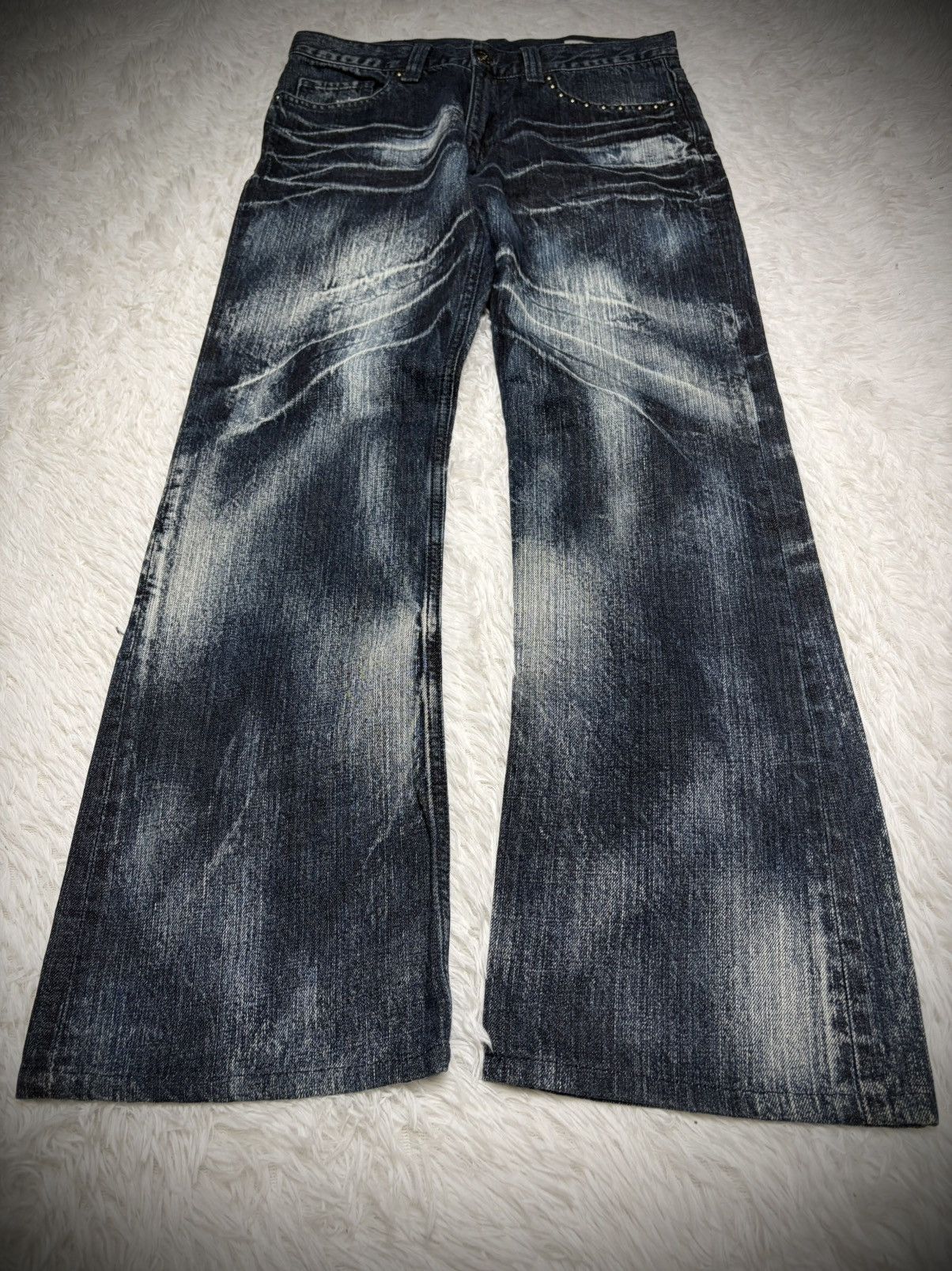 Japanese Brand Rare Semantic Design acidwash studded skull bootcut jeans Size US 30 / EU 46 - 4 Thumbnail