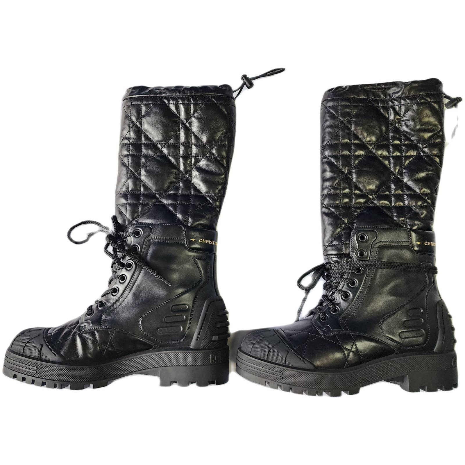 Dior DIOR Cannage Quilted Combat Boots Shoes dust bag Sz 37 US 7 Size US 7 / IT 37 - 6 Thumbnail