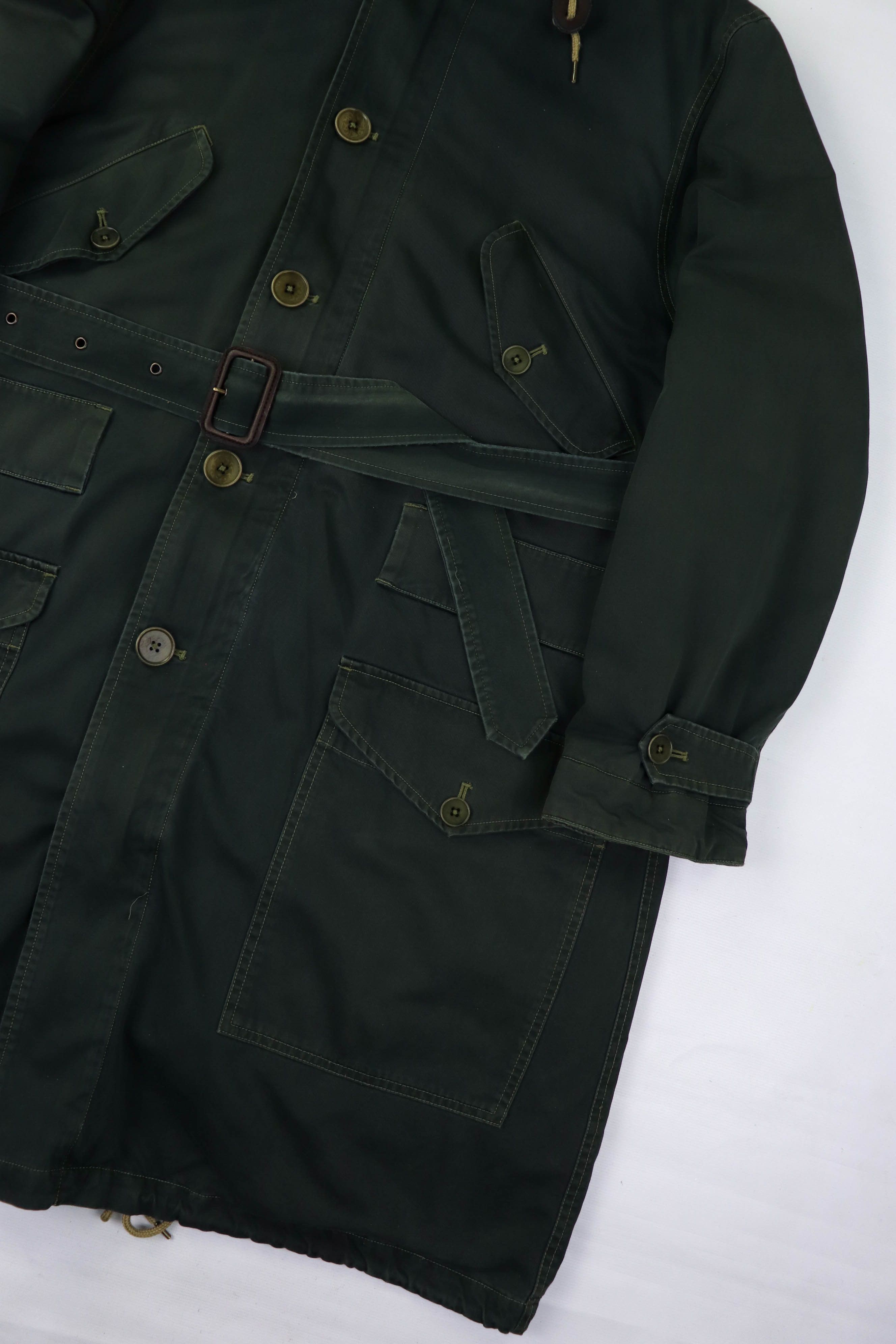 Ralph Lauren 90s Vintage Ralph Lauren Shearling Liner Green Belted Coat Size L / US 10 / IT 46 - 9 Thumbnail