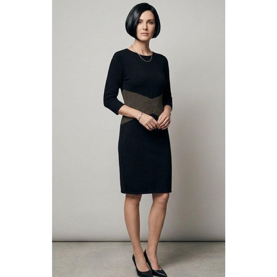 Marina Rinaldi Marina Rinaldi Black Sheath Crossover Waist Knitted Dress XL Size 3XL / US 20-22 - 1 Thumbnail