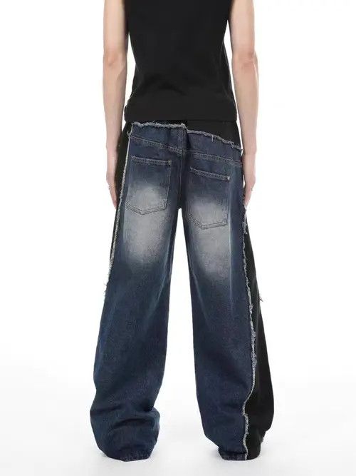 VIBE Wide-leg irregular jeans with retro patchwork design Size US 32 / EU 48 - 8 Thumbnail