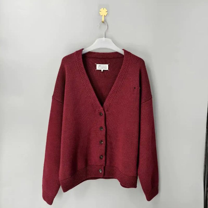 Maison Margiela Maison Margiela Red Wool Cardigan for Women 0089 Size S / US 4 / IT 40 - 1 Thumbnail