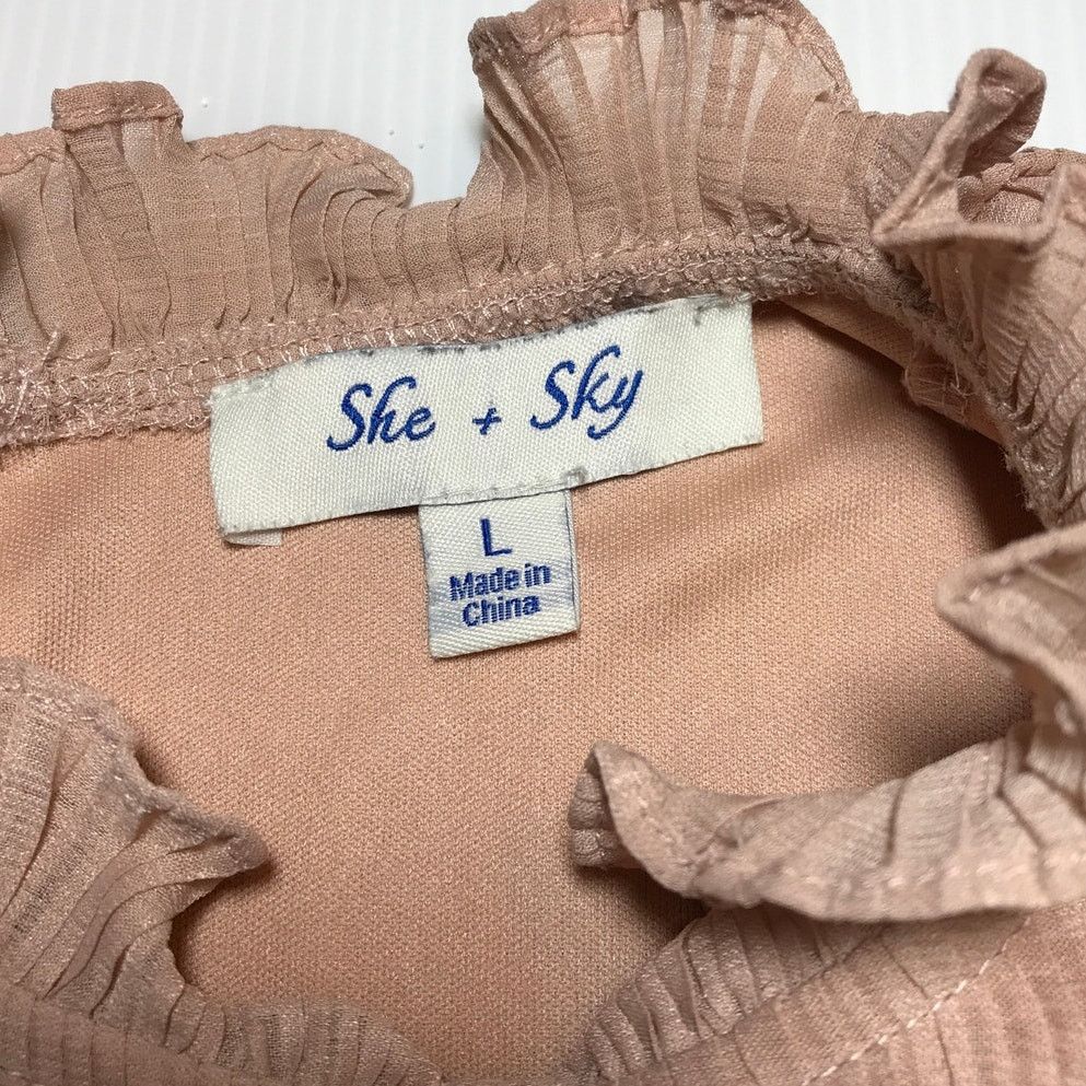 Other She + Sky Satin Smocked Neck Long-Sleeve Cropped Blouse L Size L / US 10 / IT 46 - 4 Thumbnail