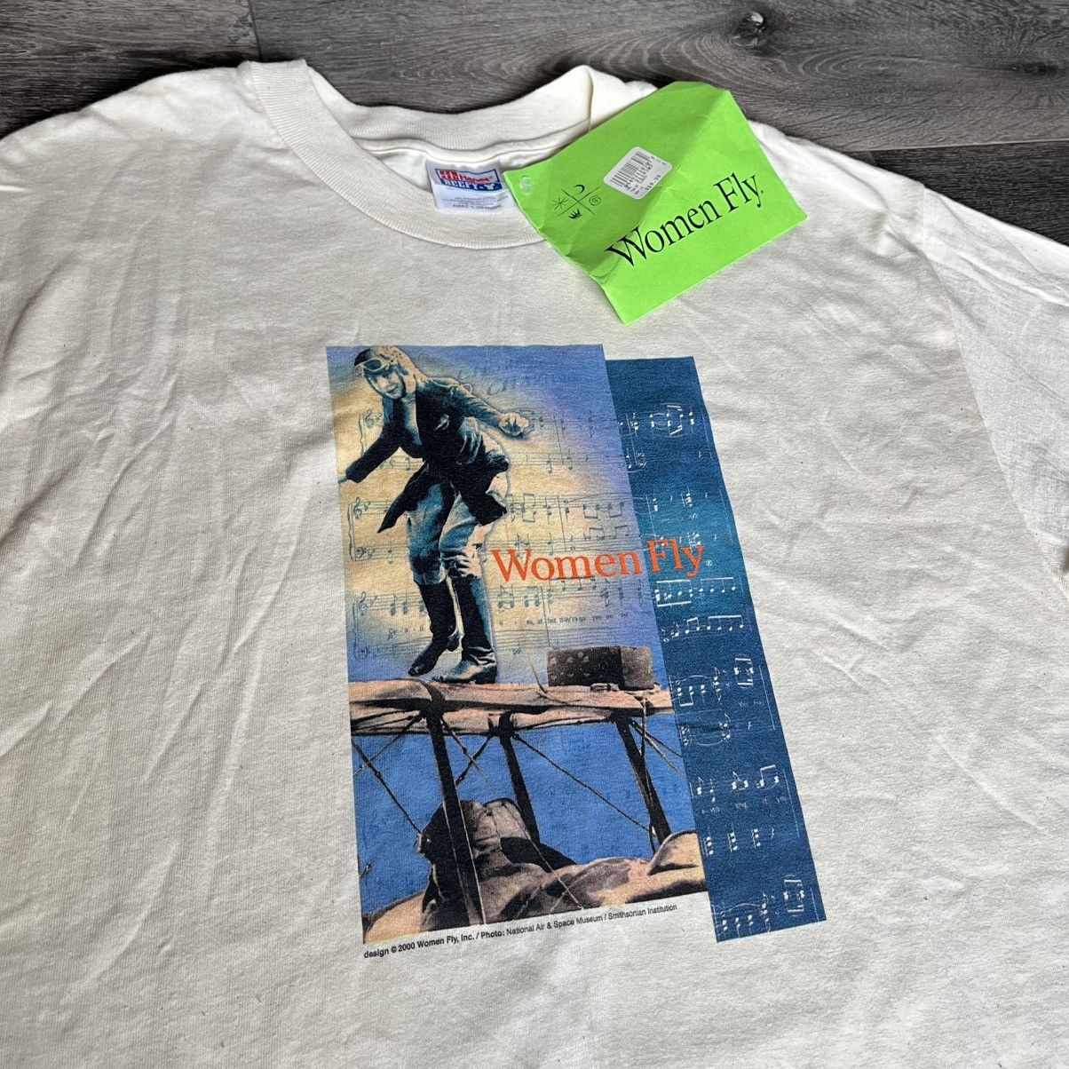Other × Vintage New Vintage 90s WomenFly Gladys Roy Airplane Graphic T Shirt Size US L / EU 52-54 / 3 - 1 Thumbnail