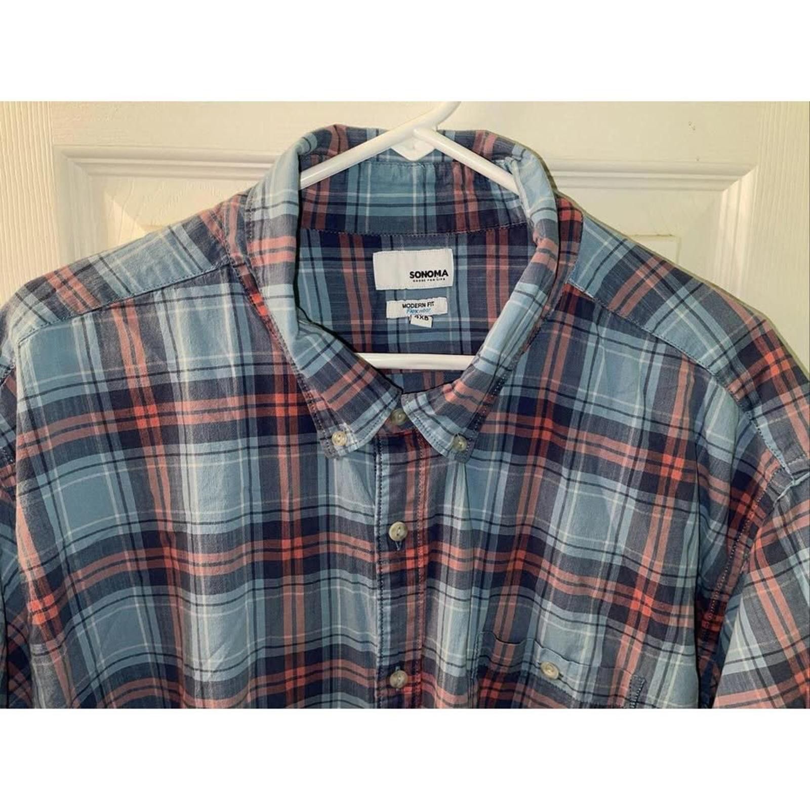 Other Sonoma Modern Fit Plaid Short Sleeve Shirt Size US XXL / EU 58 / 5 - 3 Thumbnail