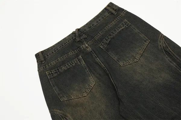 Japanese Brand VIBE Men's patchwork straight distressed washed jeans Size US 34 / EU 50 - 6 Thumbnail