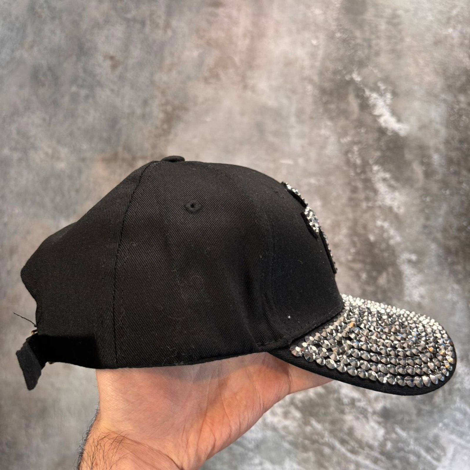 Vintage Y2K Black & Silver Rhinestone Cross Hat. Club Jersey Shore Size ONE SIZE - 4 Thumbnail