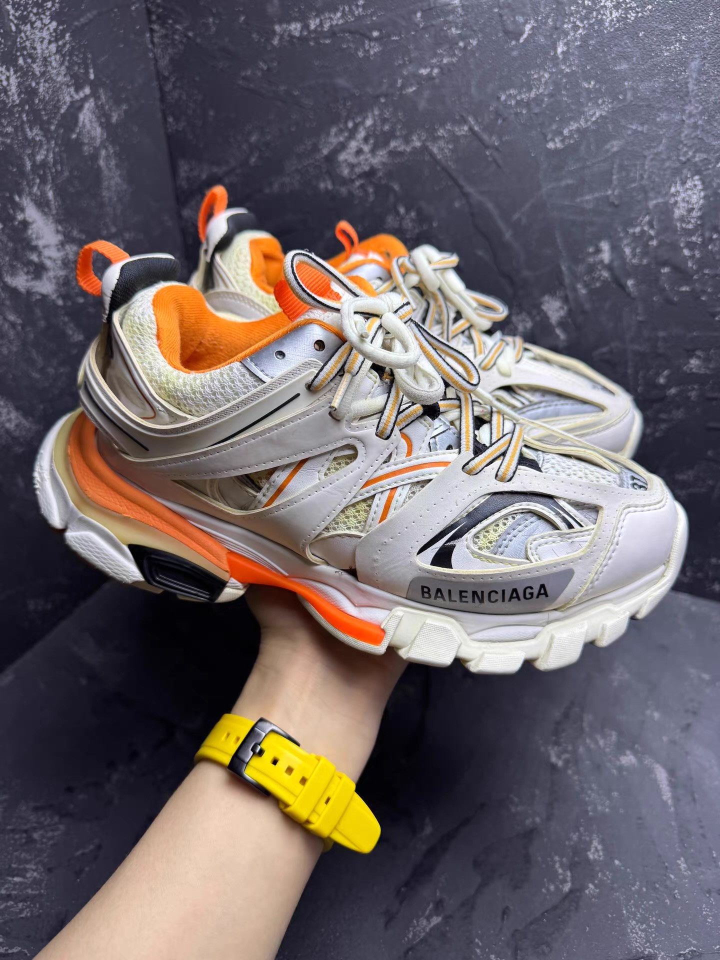Balenciaga Balenciaga Track White & Orange Q10 Size US 5 / EU 37 - 2 Thumbnail