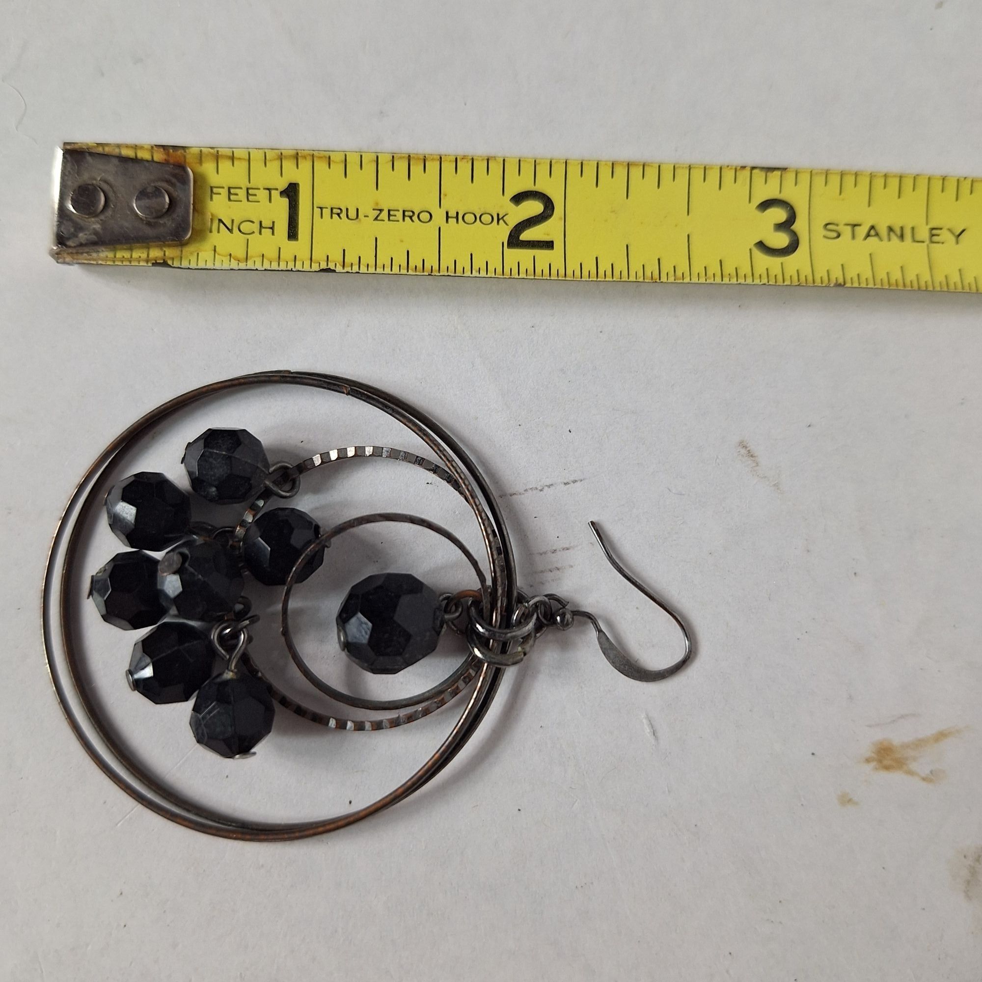 Other Vintage Black Faceted Bead Multi Hoop Dangle Earrings Gothic Size ONE SIZE - 3 Thumbnail