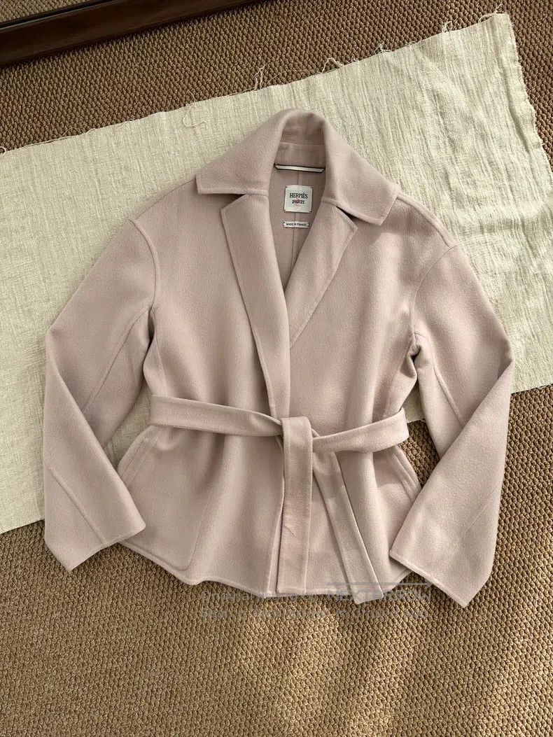 Hermes Hermes Double-faced cashmere belt coat, lotus pink Size S / US 4 / IT 40 - 1 Thumbnail