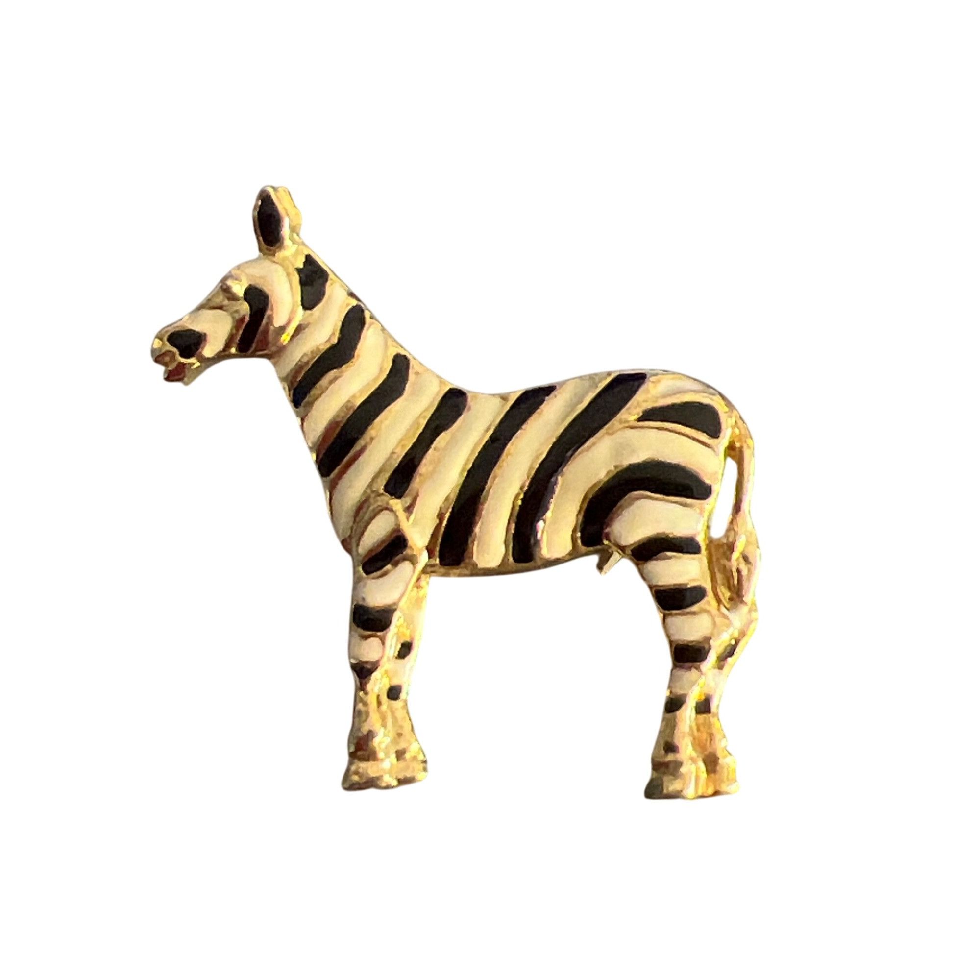 Other Vintage Gold Tone Zebra Brooch Pin Black White Enamel Zoo An Size ONE SIZE - 1 Thumbnail