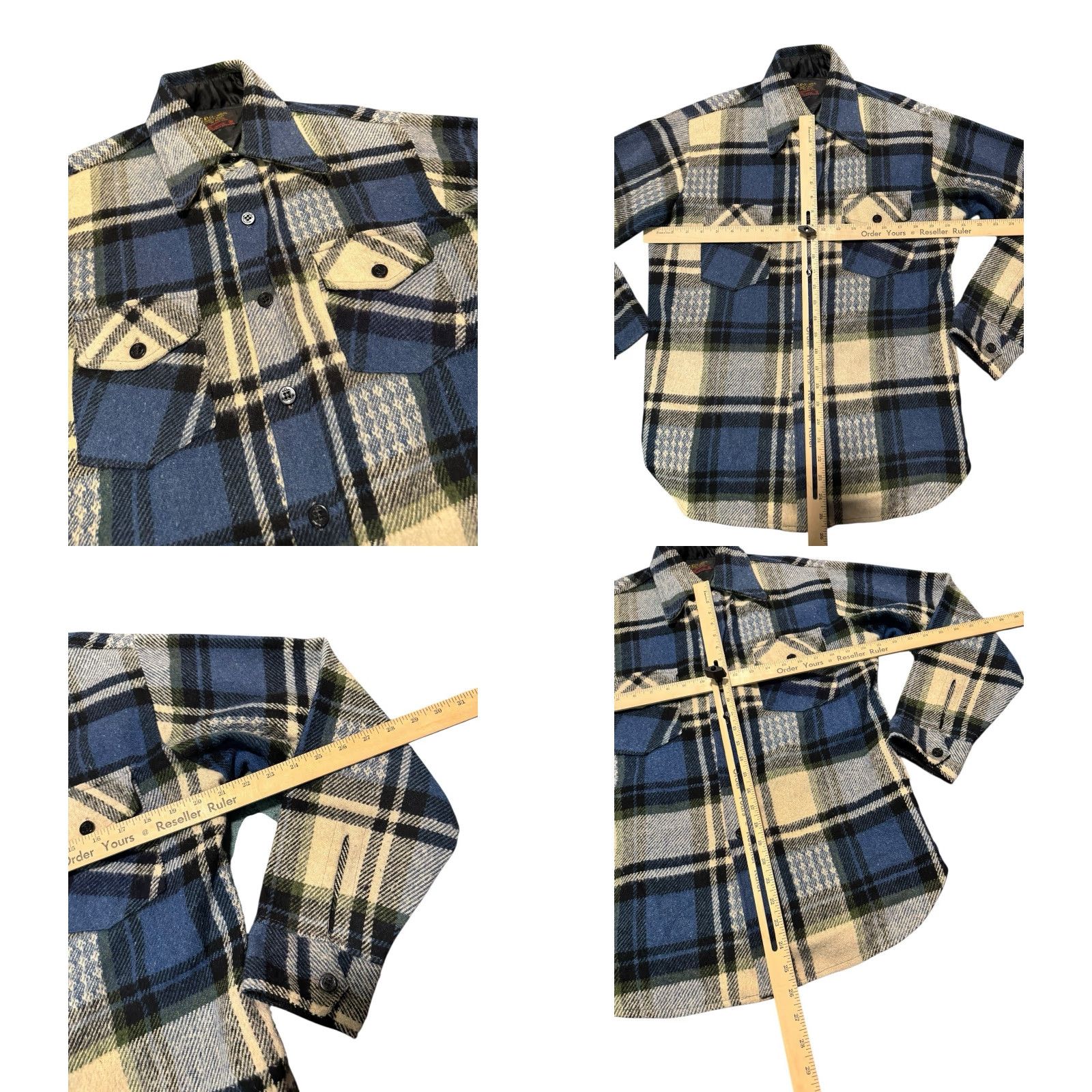 Vintage VINTAGE CPO Wool Blend Shirt Jacket Blue Plaid Linen M Shacket Jacket Mens Shacket Fall Winter Spring Wool Shirt Jacket Blue Plaid M Mens Size US M / EU 48-50 / 2 - 10 Thumbnail