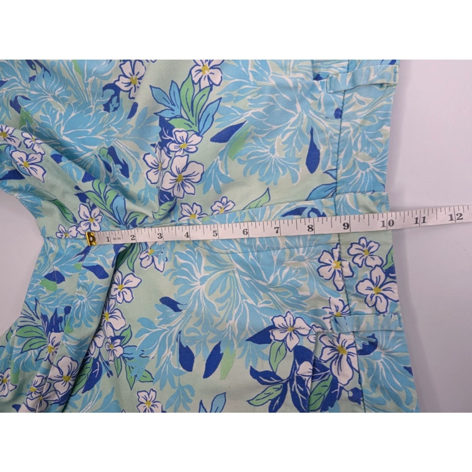 Vintage Pappagallo Womens Shorts 6 Green Bermuda Floral Stretch Golf Casual Size 28" / US 6 / IT 42 - 5 Thumbnail