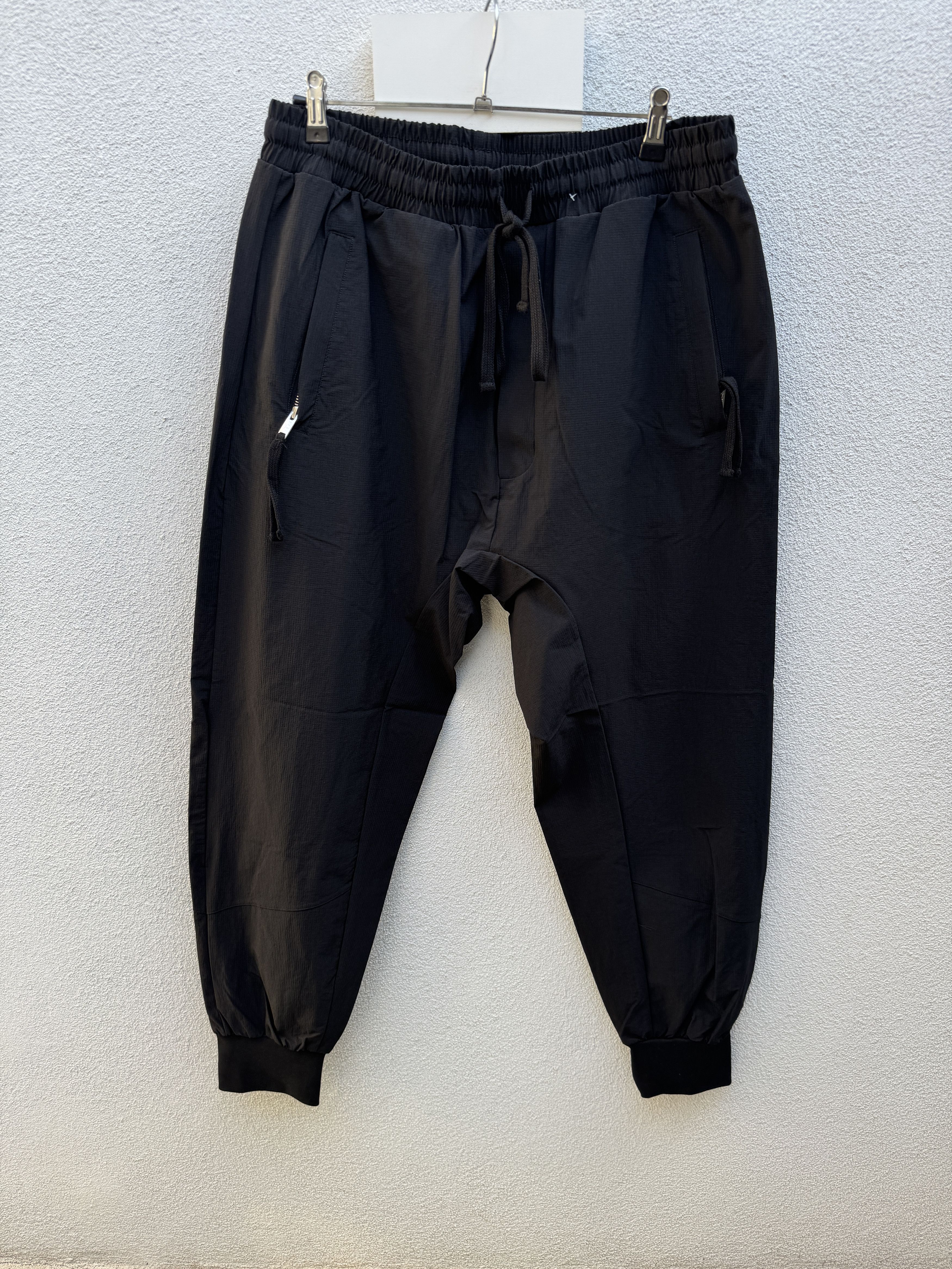 Thom Krom Black Stretch Ripstop Nylon Joggers XL