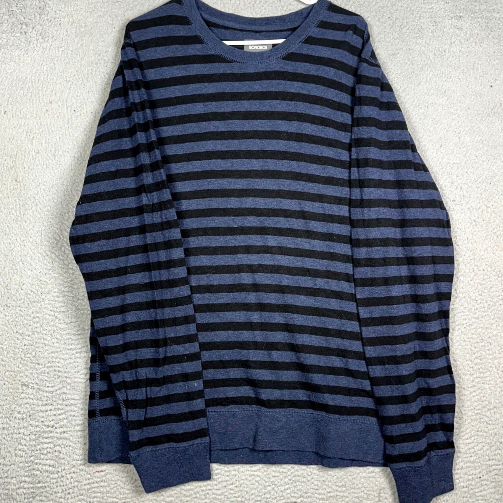 Bonobos Bonobos Sweatshirt Mens 2XL Blue Black Crewneck Striped Pullover Long Sleeve Size US XXL / EU 58 / 5 - 2 Thumbnail