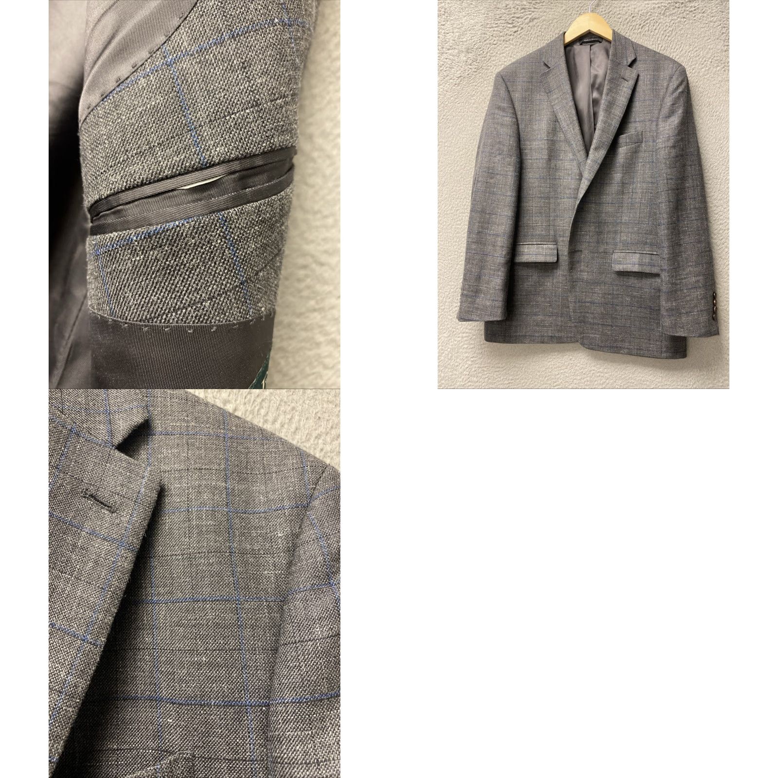 Ralph Lauren Ralph Lauren Blazer Jacket RRL Gray Blue Check 41R Slim Fit Linen Blend Corduroy Men Size 42R - 9 Thumbnail
