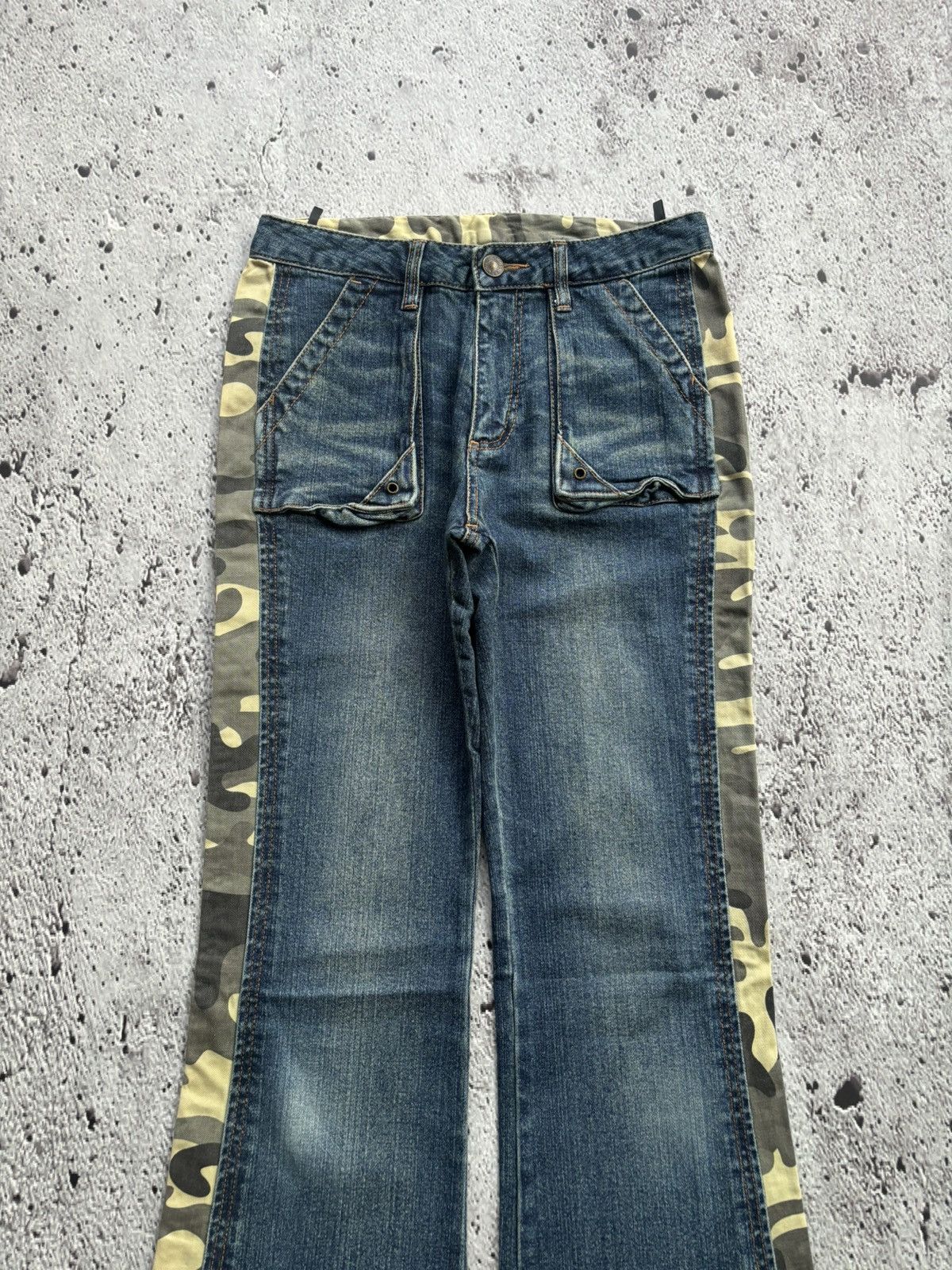 Hysteric Glamour Y2k Flare jeans Stripe camo Ifsixwasnine Lgb style Size 27" / US 4 / IT 40 - 5 Thumbnail