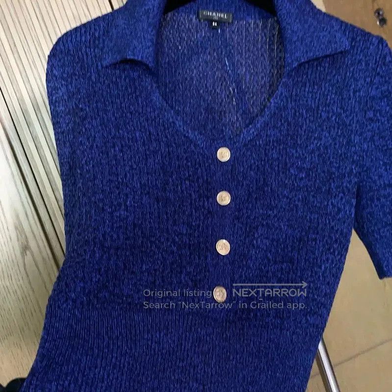 Chanel Chanel Summer Blue Silk Short Sleeve Top . Size S / US 4 / IT 40 - 6 Thumbnail