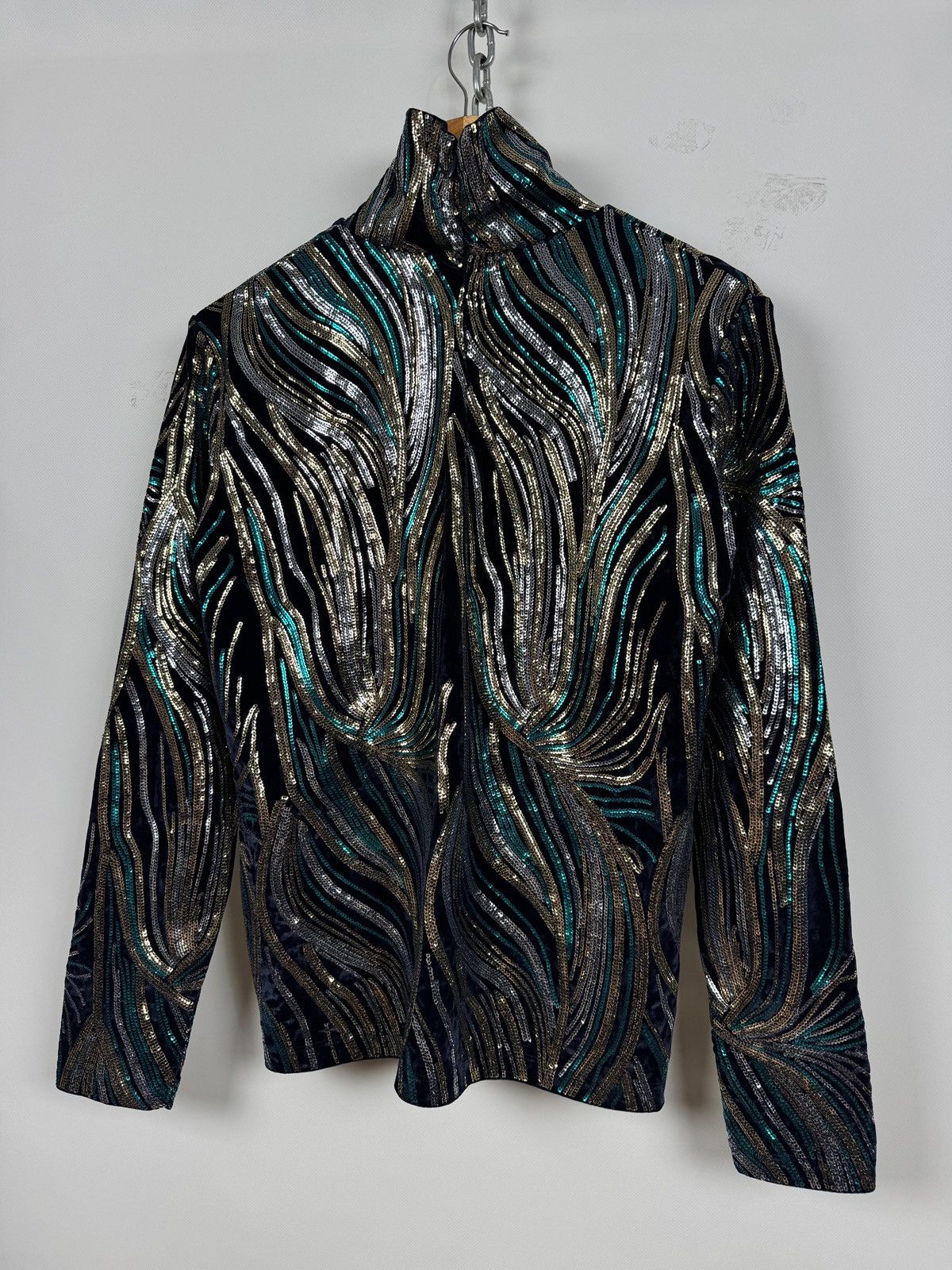 Dries Van Noten Dries Van Noten Sequin Velvet High Neck Top Size M / US 6-8 / IT 42-44 - 14 Thumbnail