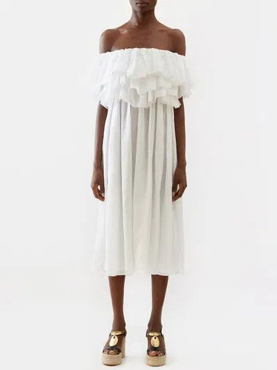 Chloe o1y0825 Midi Dress in White Size M / US 6-8 / IT 42-44 - 1 Thumbnail