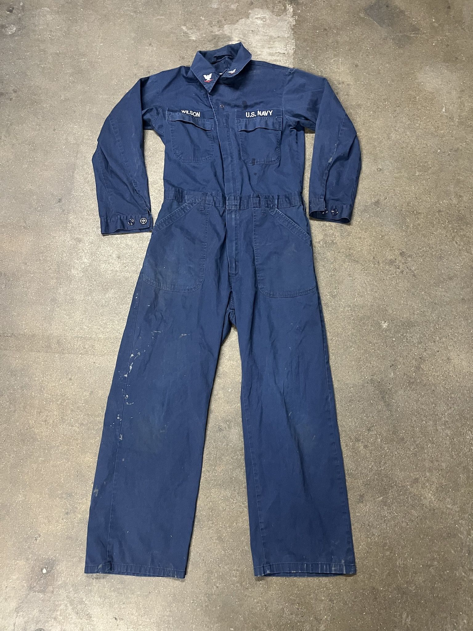 Vintage Vintage 1980s Military US Navy Blue Coverall Jump Suit Size M Size US 35 - 1 Thumbnail