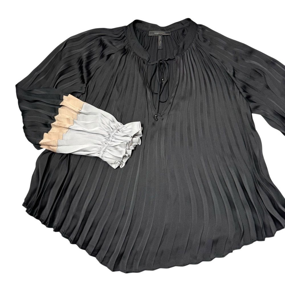 Bcbgmaxazria BCBGMaxAzria Pleated Colorblock Long Sleeve Blouse Size L Size L / US 10 / IT 46 - 7 Thumbnail