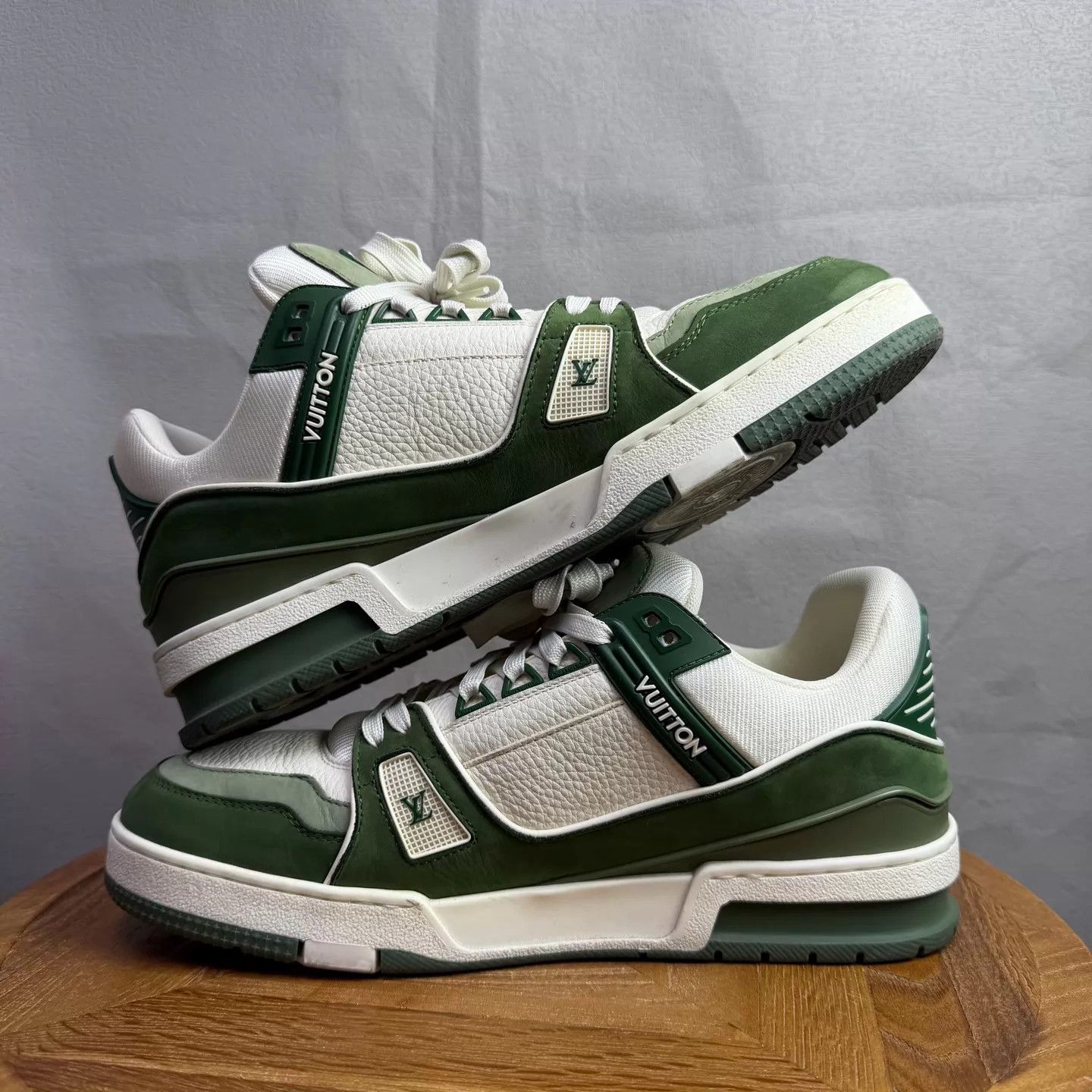 Louis Vuitton LV Trainer Matcha White-Green Suede US8/EU42 99New Box Size US 9 / EU 42 - 3 Thumbnail
