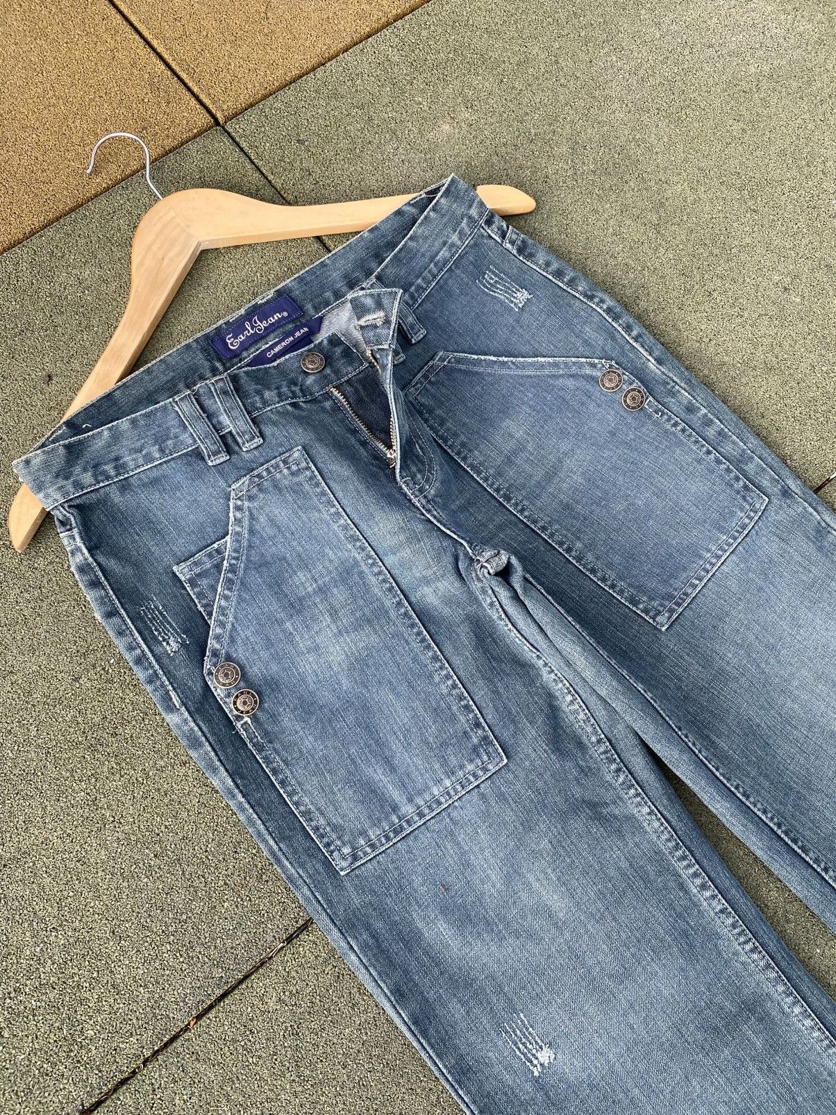 Earl Jeans × Japanese Brand × Vintage Vintage EarlJean Carpenter Jeans Y2K Workwear Wide Leg Denim Size 30" / US 8 / IT 44 - 12 Thumbnail