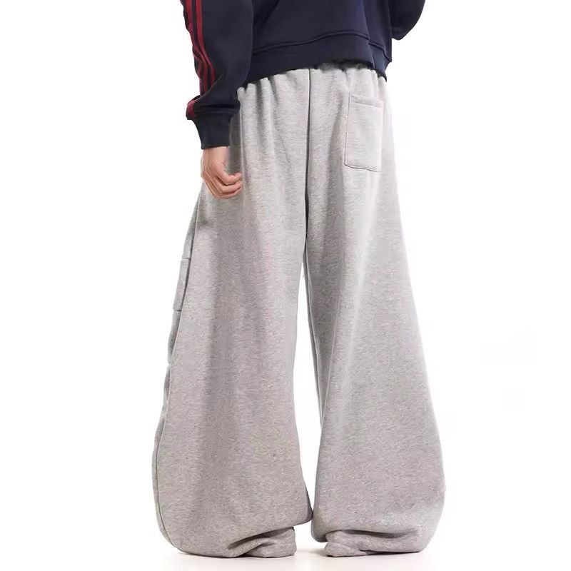 Japanese Brand Elastic Waist Padded Pleated Casual Sweatpants Wide leg Size US 31 - 3 Thumbnail