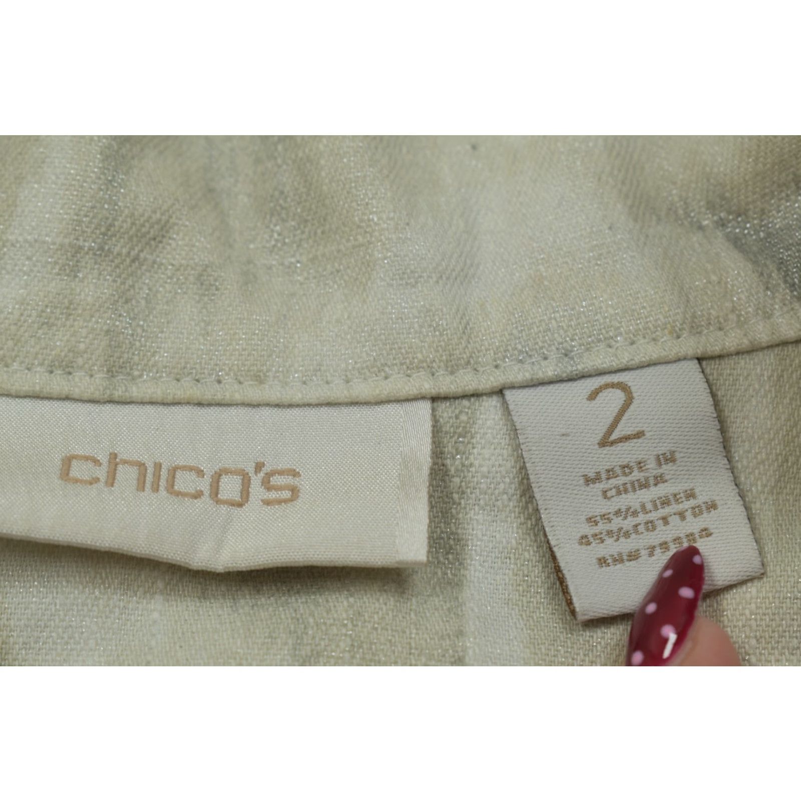 Vintage Chico's Jacket Linen Blend Ruffle Front Button Utility Gray L Women Shrug? Size L / US 10 / IT 46 - 7 Thumbnail