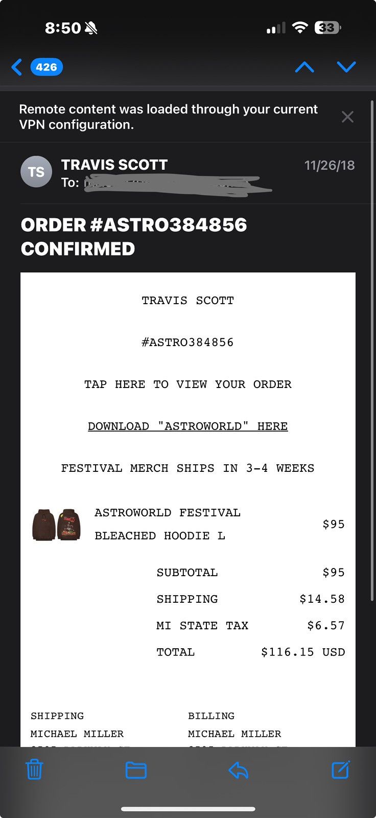 Travis Scott Travis Scott Astroworld Festival Hoodie Size US L / EU 52-54 / 3 - 3 Thumbnail