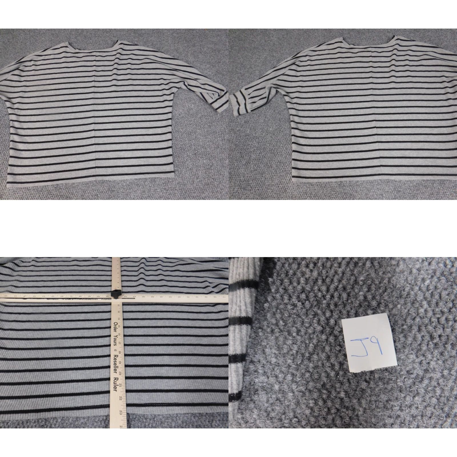 Vintage SOHO Womens Sweater XL Gray Striped Crew Neck 3/4 Sleeve Knit Pullover Stretch Modern Casual Mens Womens Boys Girls Size XL / US 12-14 / IT 48-50 - 8 Thumbnail