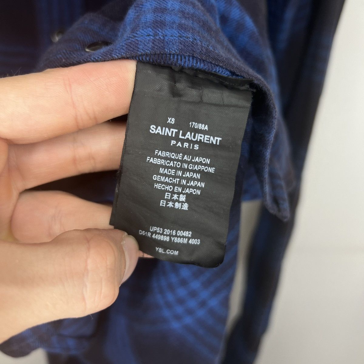 Saint Laurent Paris FW16 Checkered Flannel Shirt – Blue Size US XS / EU 42 / 0 - 7 Thumbnail