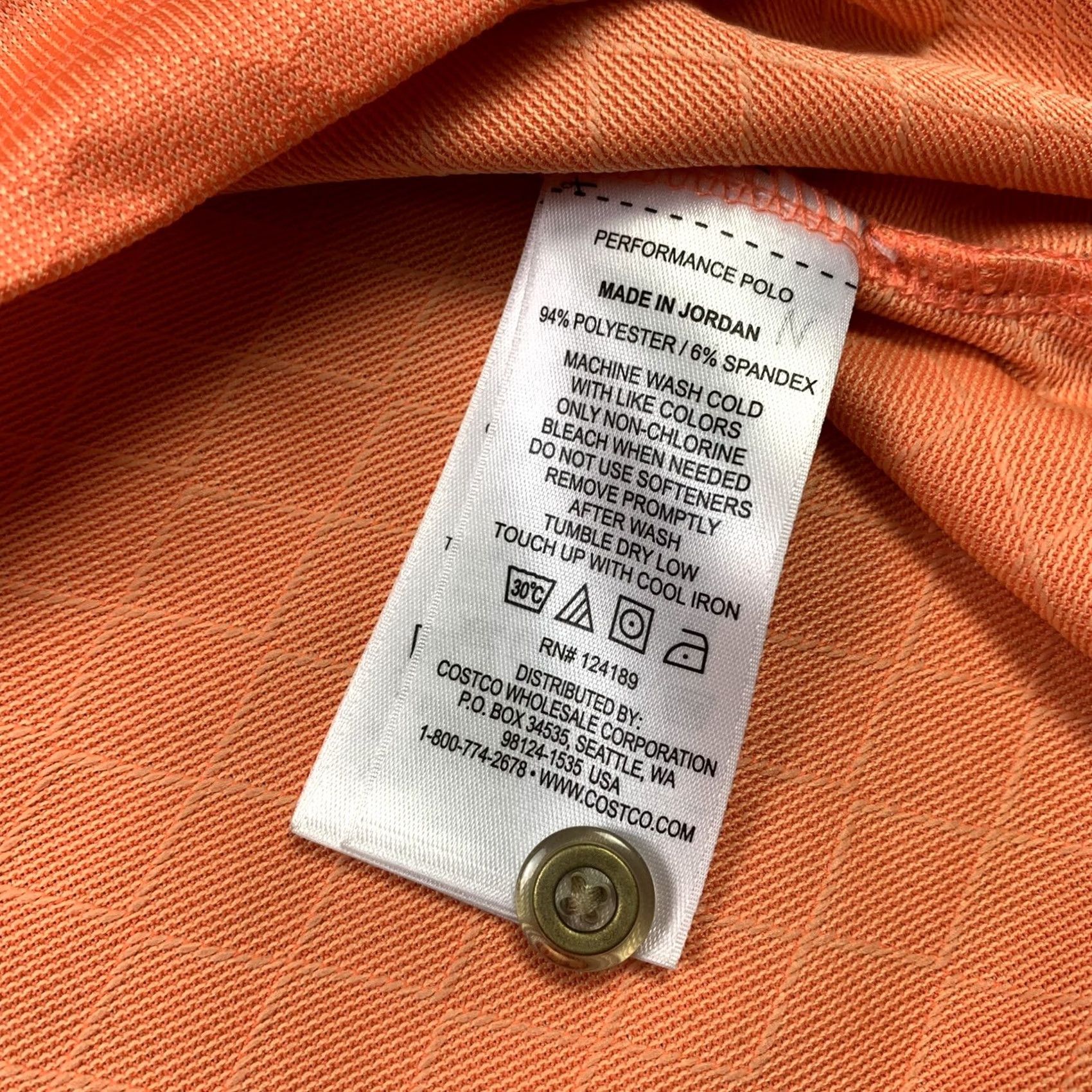 Vintage Kirkland Signature Mens L Orange Diamond Design Performance Polo Shirt Size US L / EU 52-54 / 3 - 8 Thumbnail