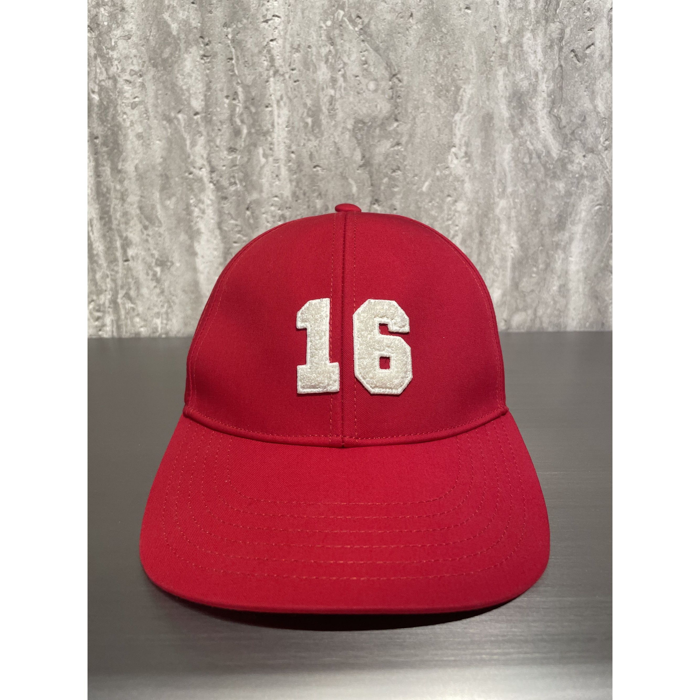Celine Celine Red Cotton Baseball Cap With White 16 Embroidery Adju Size ONE SIZE - 1 Thumbnail
