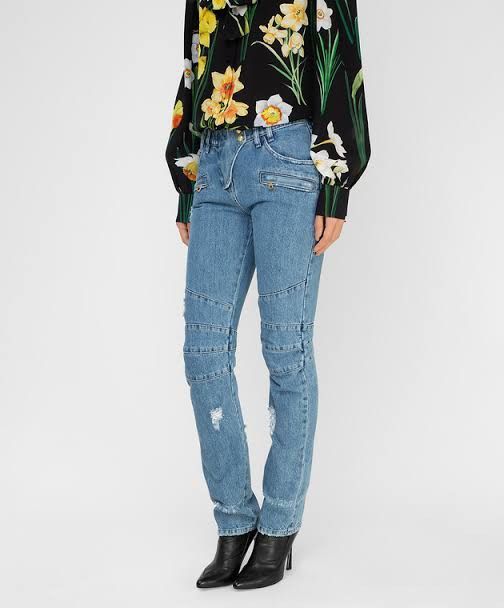 Balmain GRAIL🔥Balmain Distressed Cropped Bikers Jeans Size 28" / US 6 / IT 42 - 1 Thumbnail