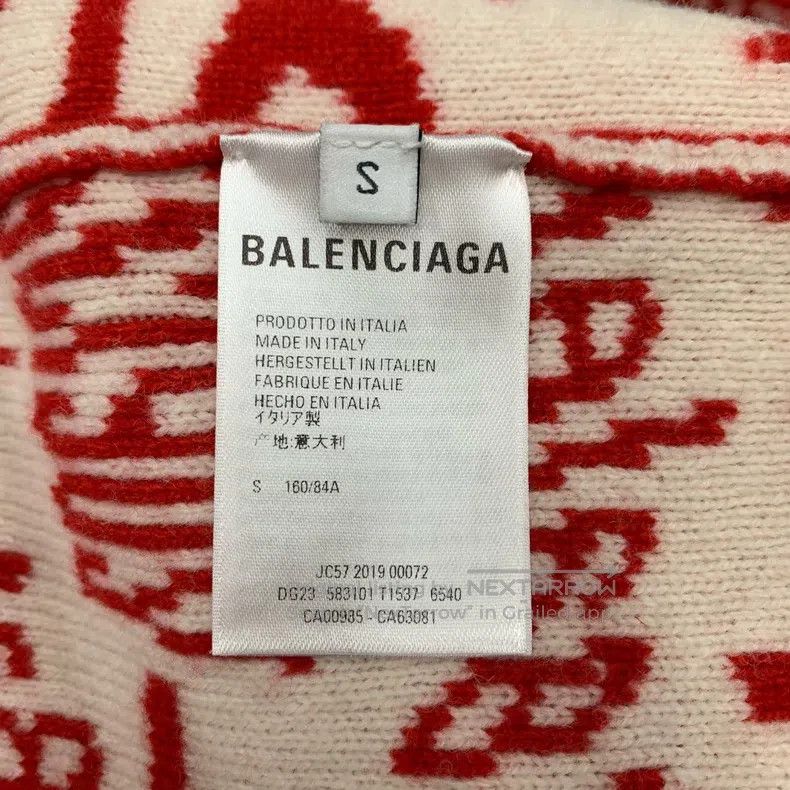 Balenciaga Balenciaga White and Red Barrage Full-Printed Logo Knit Sw Size US S / EU 44-46 / 1 - 5 Thumbnail